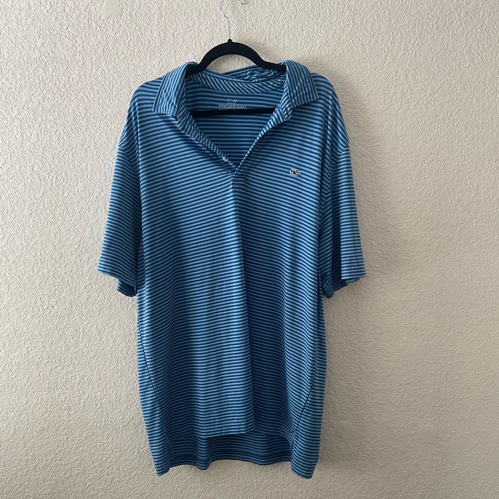 Vineyard Vines Blue Striped Sport Polo